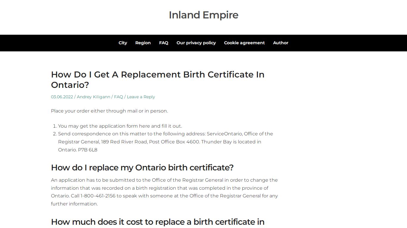 How Do I Get A Replacement Birth Certificate In Ontario?